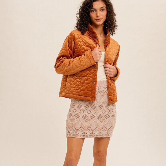 HEM & THREAD Beige Taupe Knit Mini Skirt, Boho Fair Isle Sweater Skirt, Cozy - Picture 4 of 6